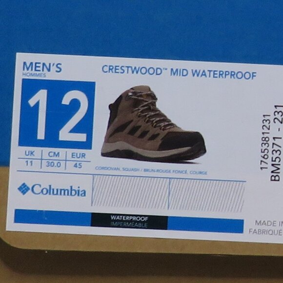 Columbia* Men\'s Crestwood Mid Waterproof Cordovan/Squash‎ Hiking Boot~ Size 12 main image 7